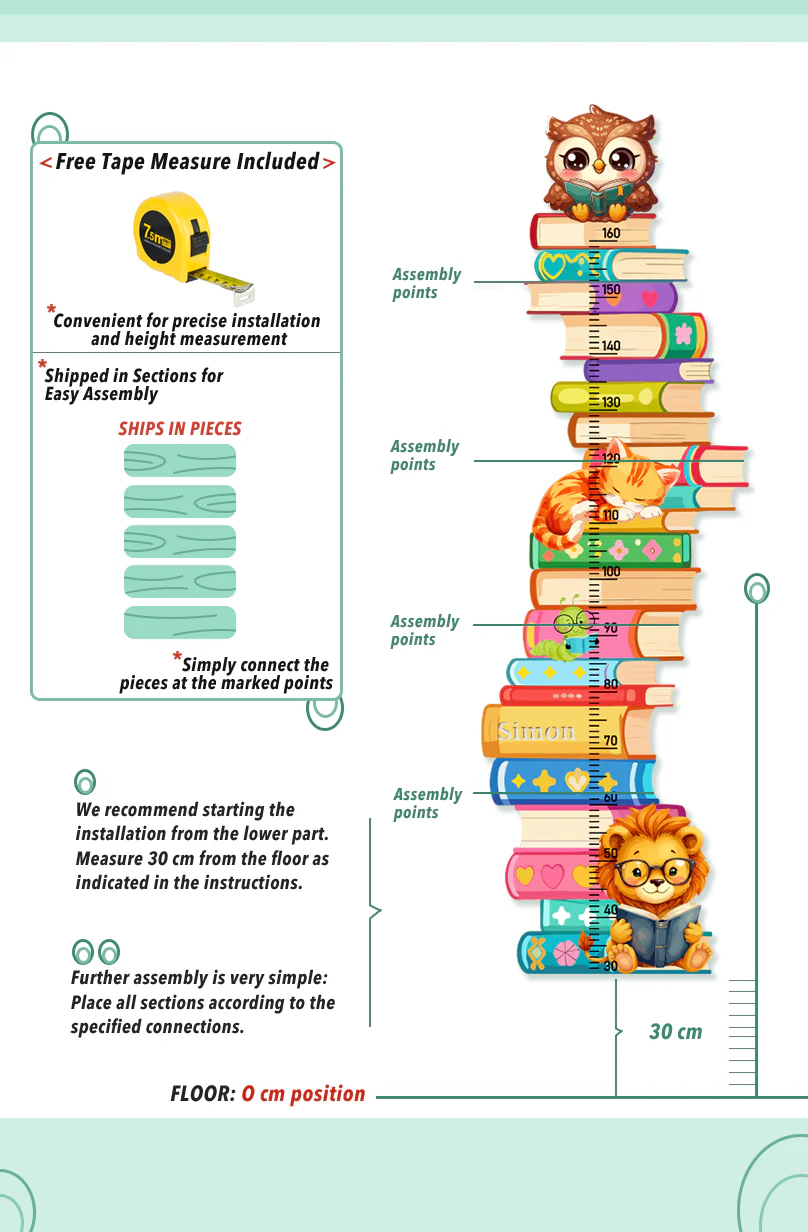 Personalized Wooden Bookstack Growth Chart - Image 2