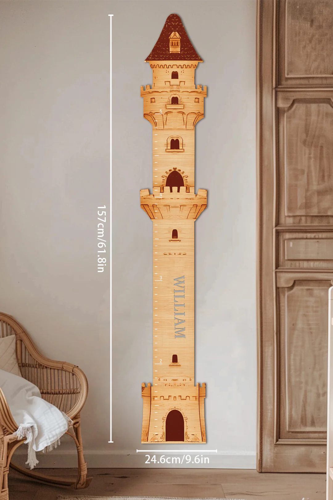 Personalized Wooden Castle Growth Chart Ruler - Image 6