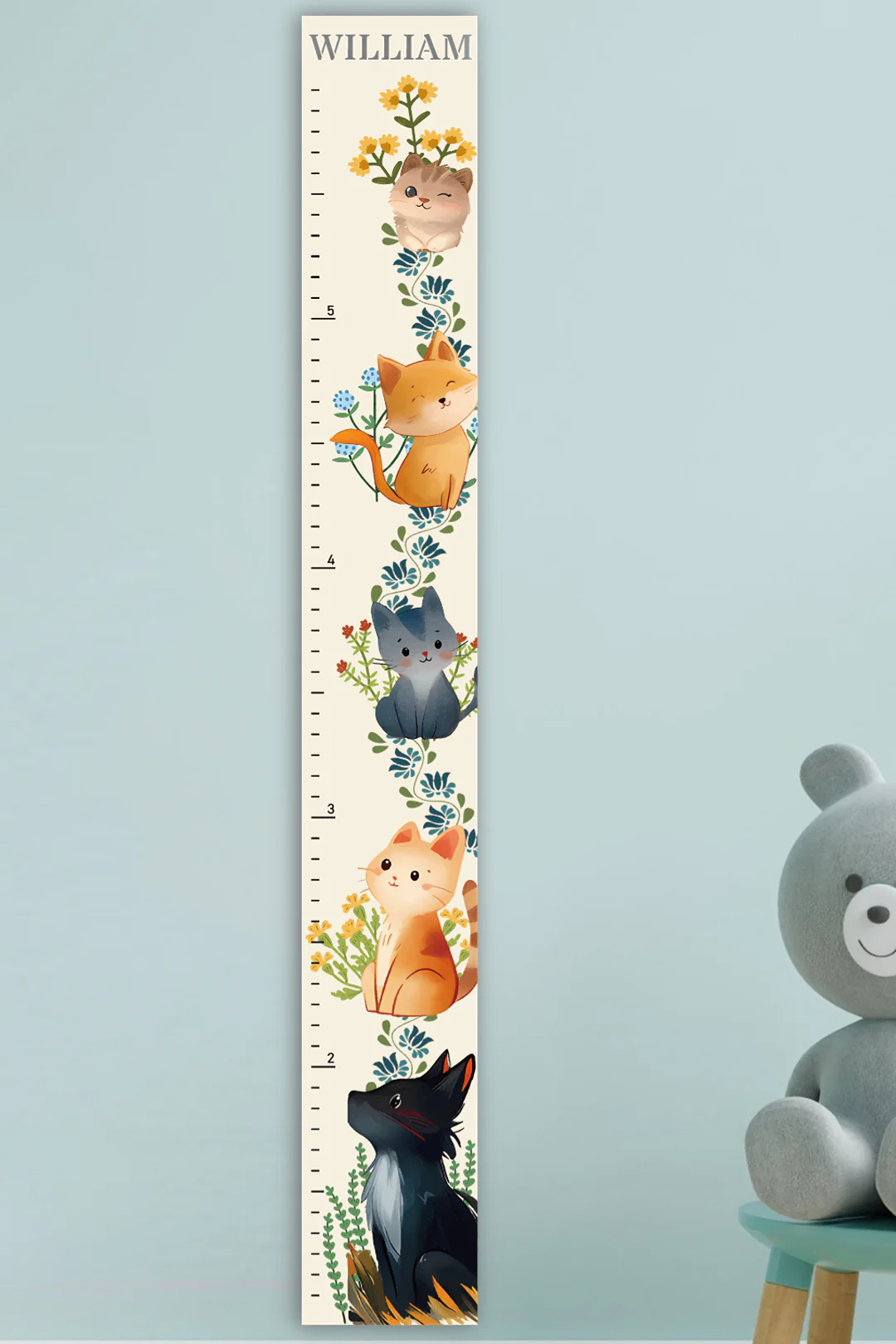 Personalized Wooden Cat Growth Chart Ruler - Image 2