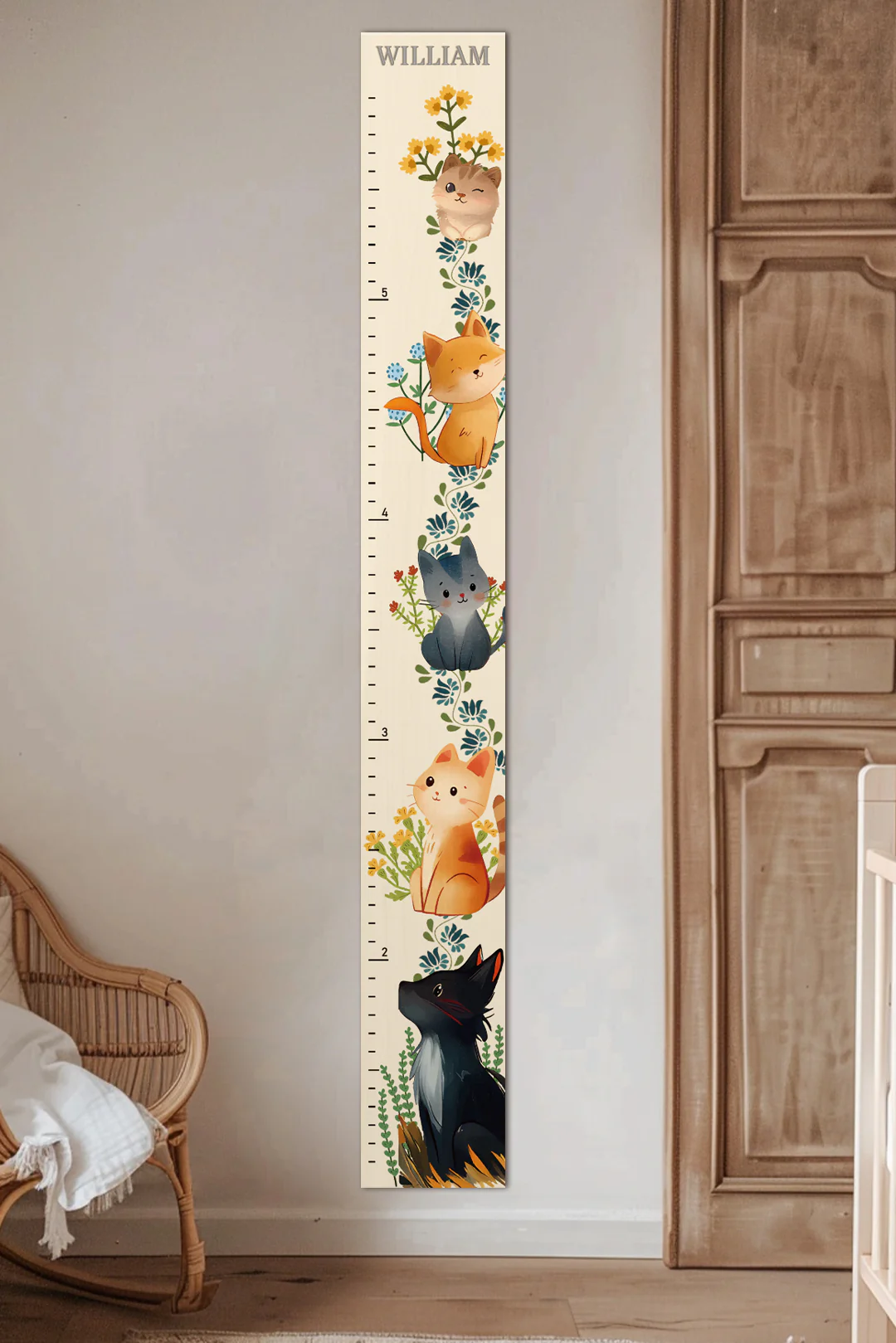 Personalized Wooden Cat Growth Chart Ruler - Image 4