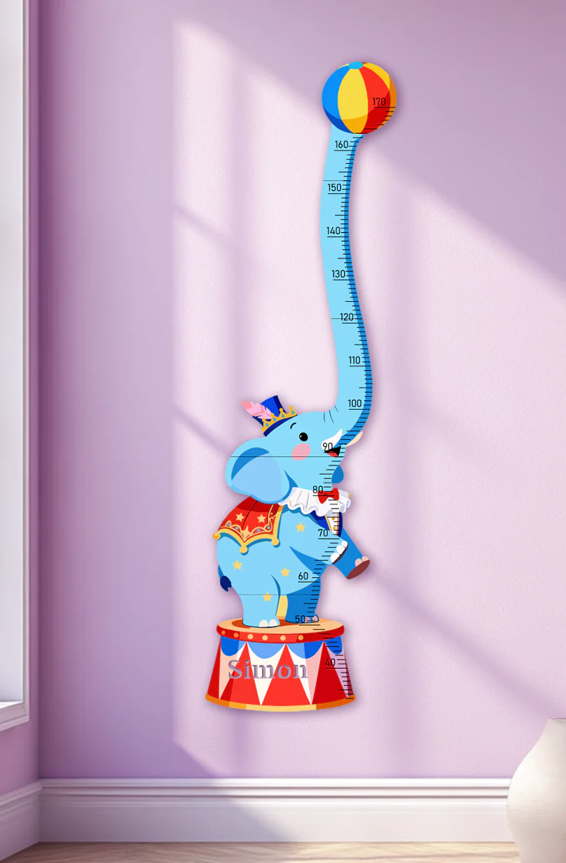 Personalized Wooden Circus Elephant Growth Chart for Kids - Image 2