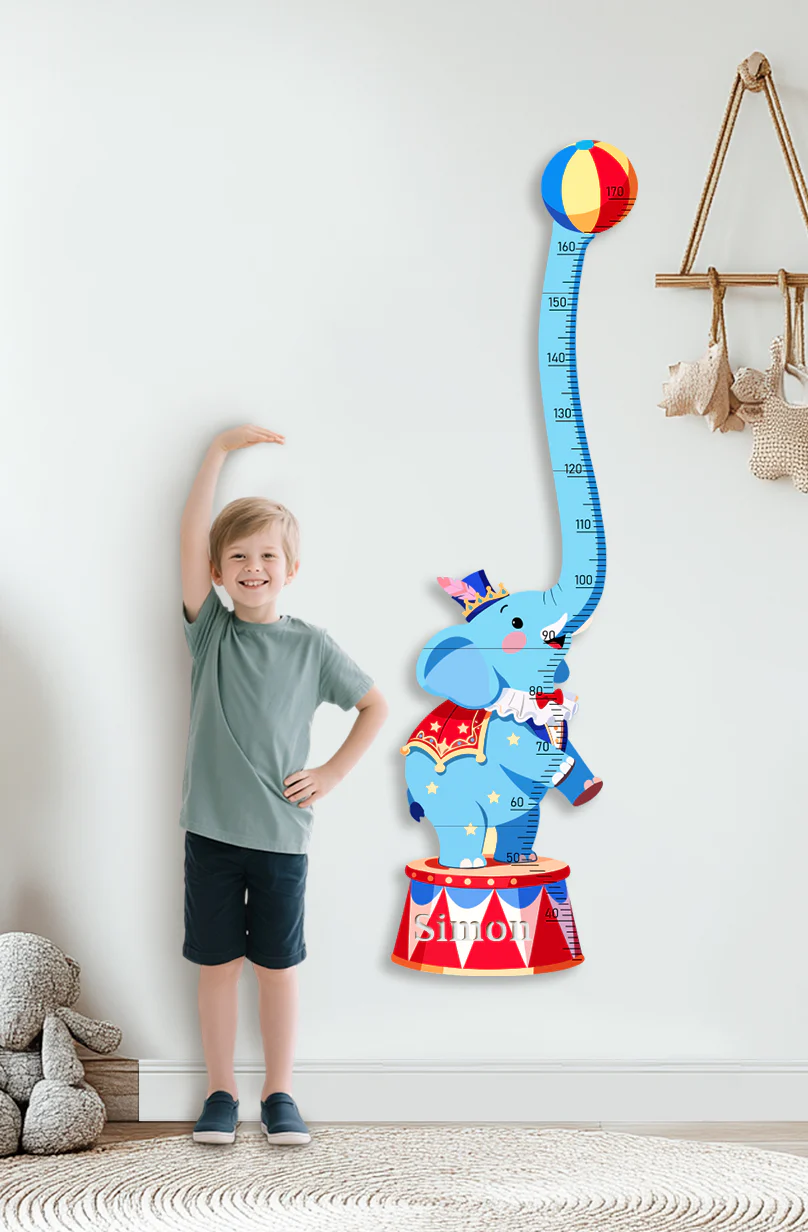 Personalized Wooden Circus Elephant Growth Chart for Kids - Image 3