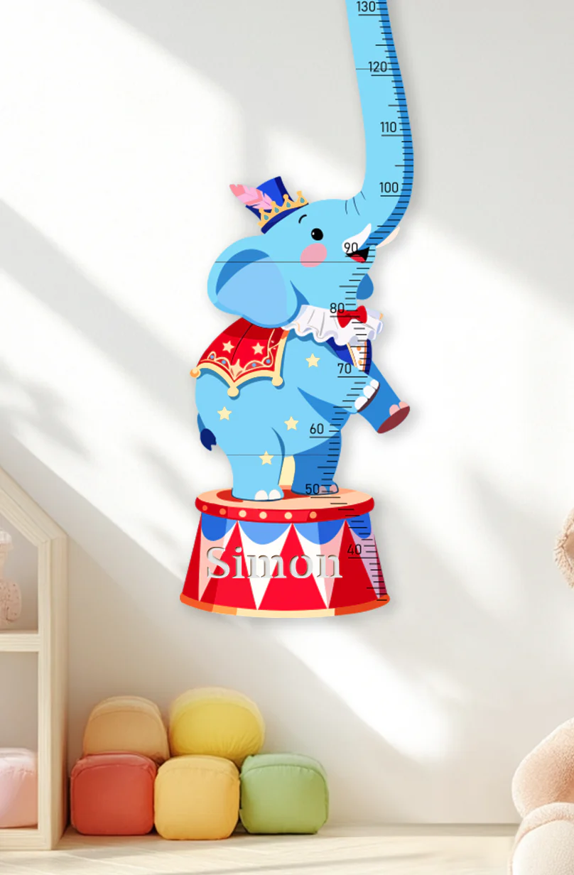 Personalized Wooden Circus Elephant Growth Chart for Kids - Image 7