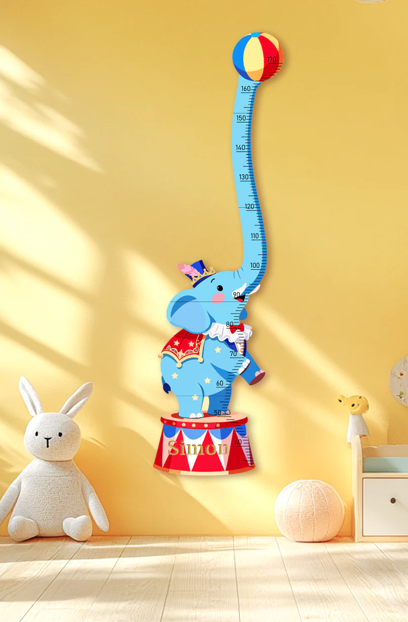 Personalized Wooden Circus Elephant Growth Chart for Kids - Image 8