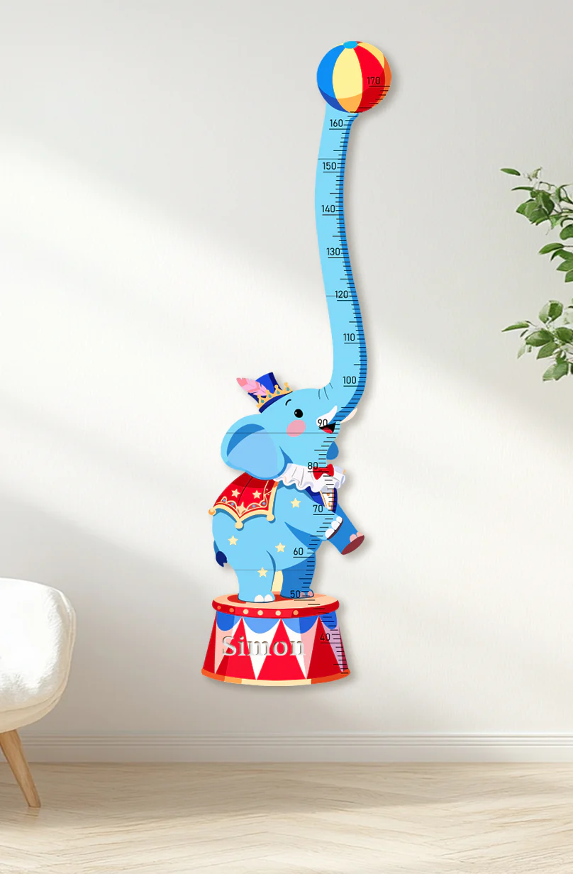 Personalized Wooden Circus Elephant Growth Chart for Kids - Image 9