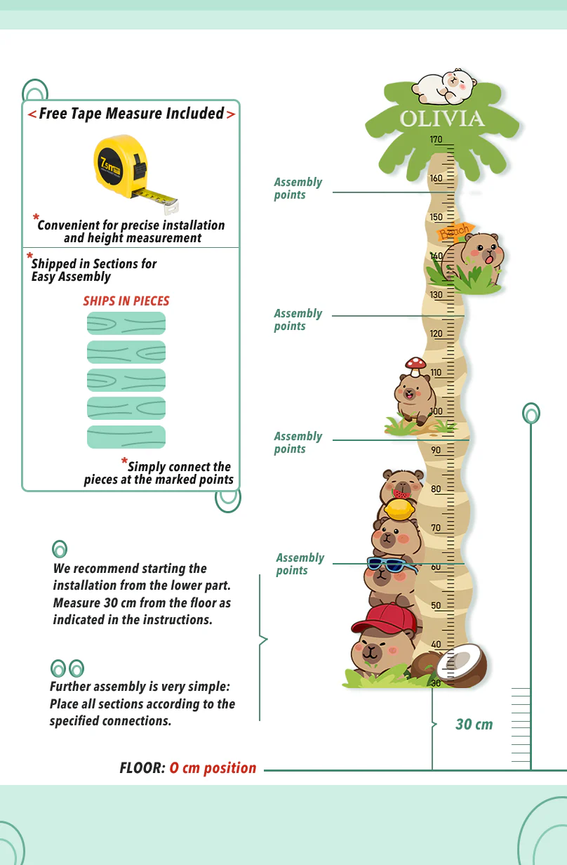 Personalized Wooden Coconut Bear Growth Chart - Image 4