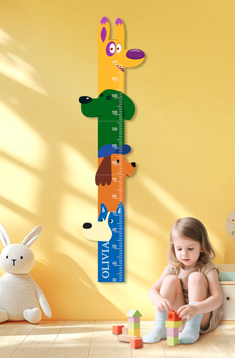 Personalized Wooden Colorful Dog Parade Growth Chart - Image 2