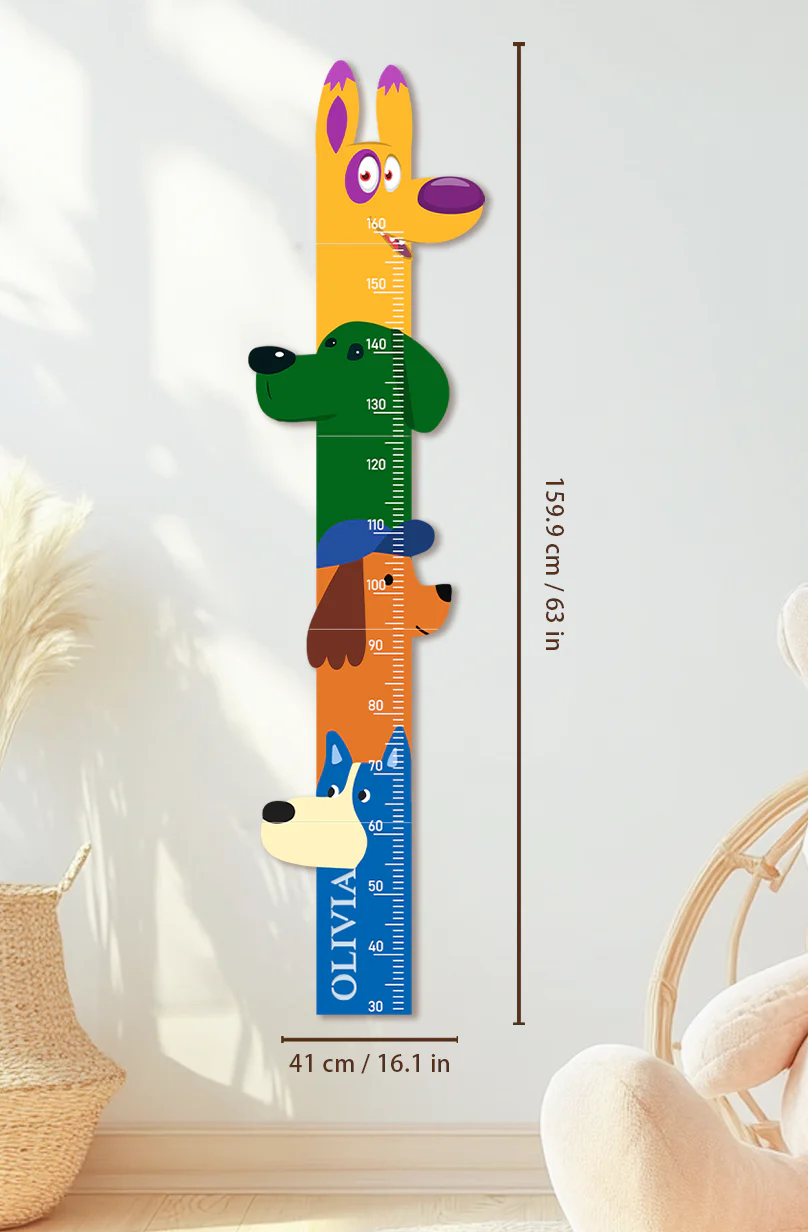 Personalized Wooden Colorful Dog Parade Growth Chart - Image 5