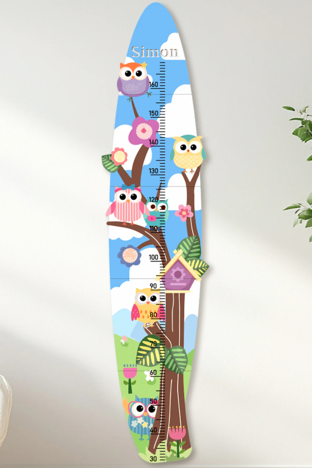 Personalized Wooden Colorful Owl Tree Growth Chart