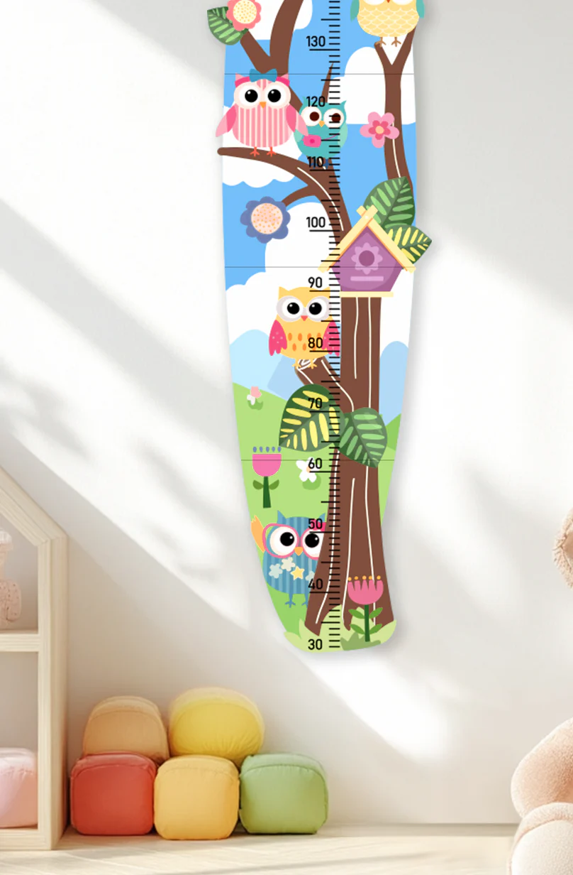 Personalized Wooden Colorful Owl Tree Growth Chart - Image 3