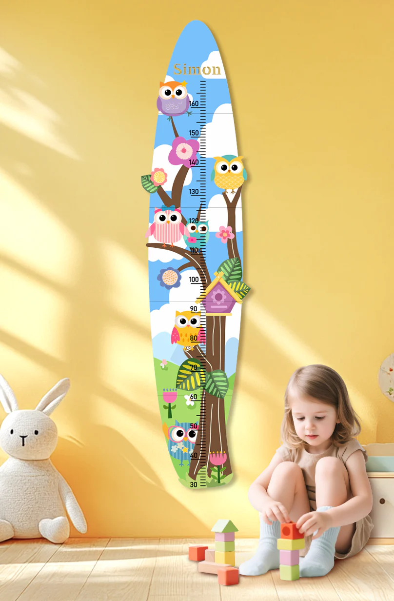 Personalized Wooden Colorful Owl Tree Growth Chart - Image 6