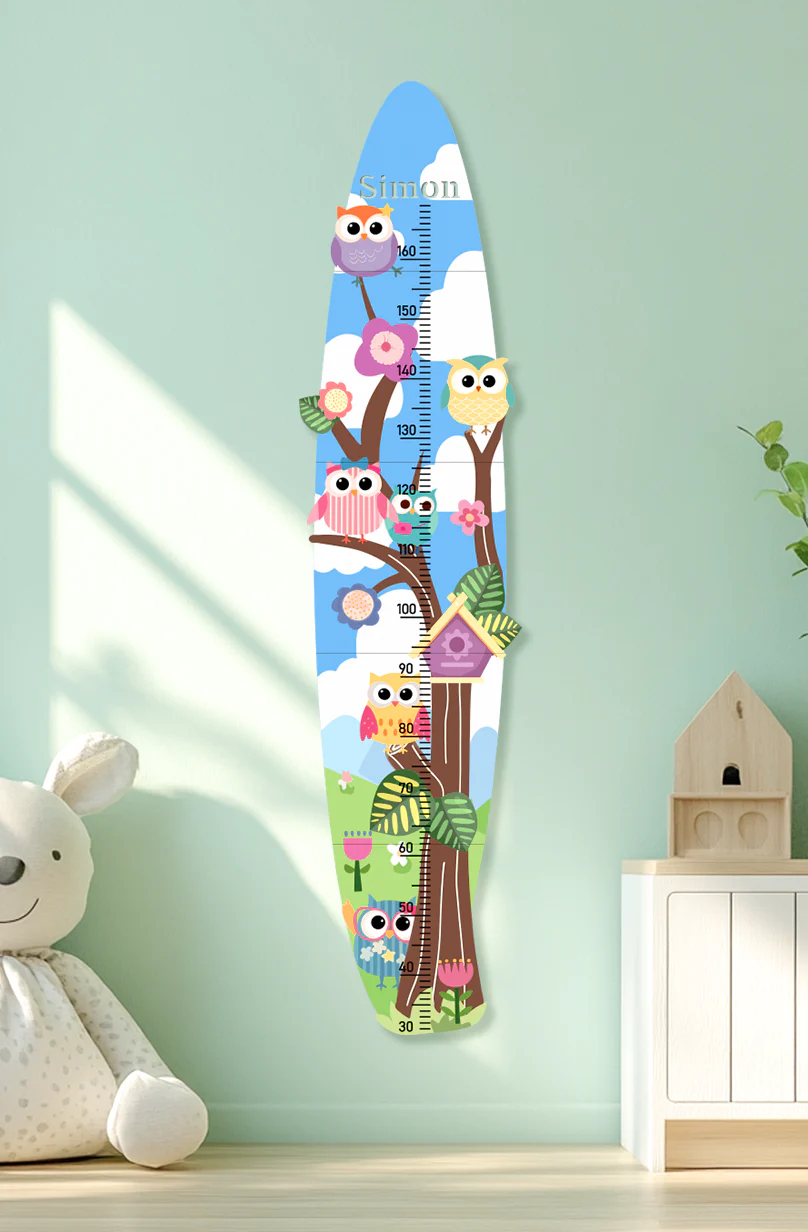 Personalized Wooden Colorful Owl Tree Growth Chart - Image 7