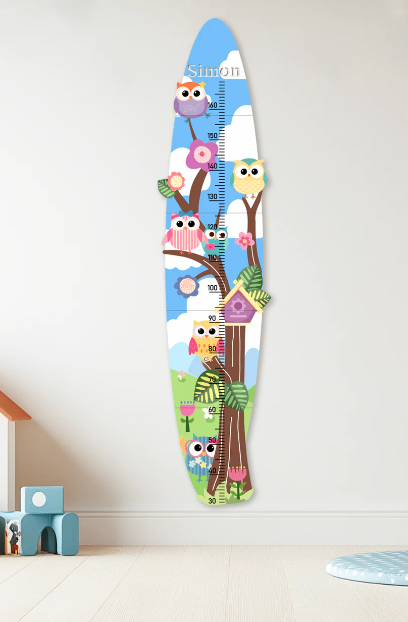 Personalized Wooden Colorful Owl Tree Growth Chart - Image 8