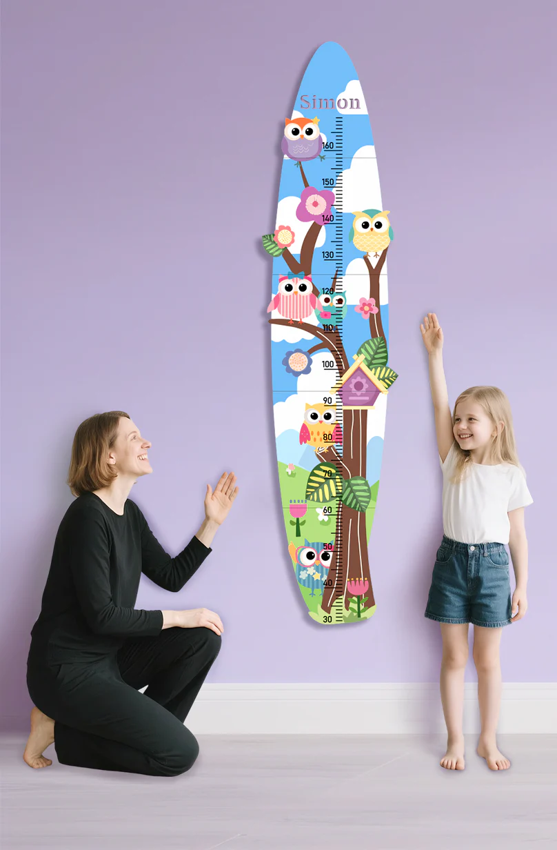 Personalized Wooden Colorful Owl Tree Growth Chart - Image 9