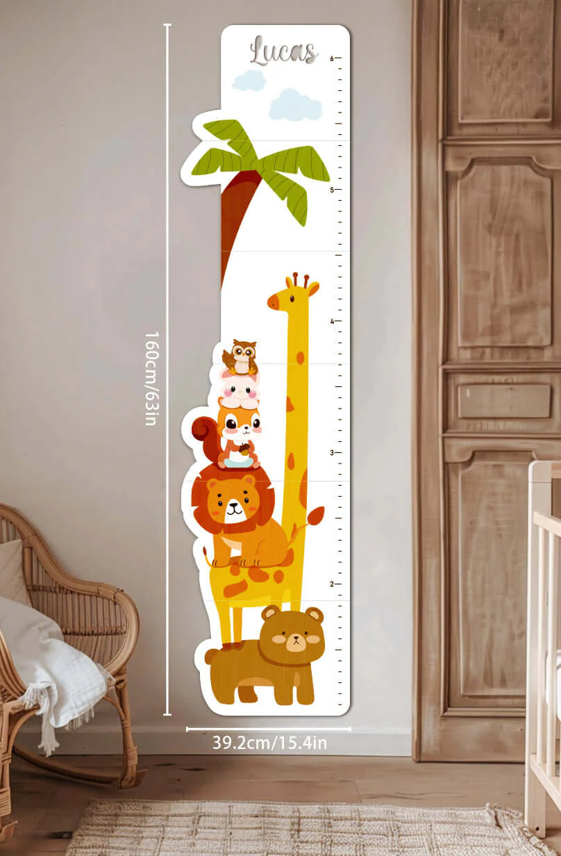 Personalized Wooden Cute Animals Growth Chart Ruler - Image 6