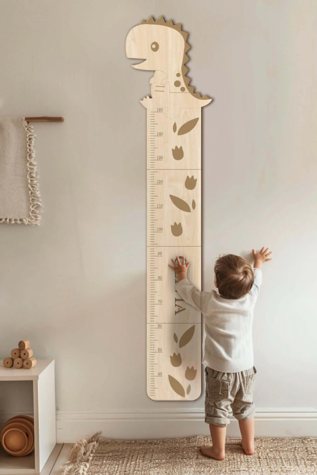 Personalized Wooden Cute Dinosaur Growth Chart - Image 4
