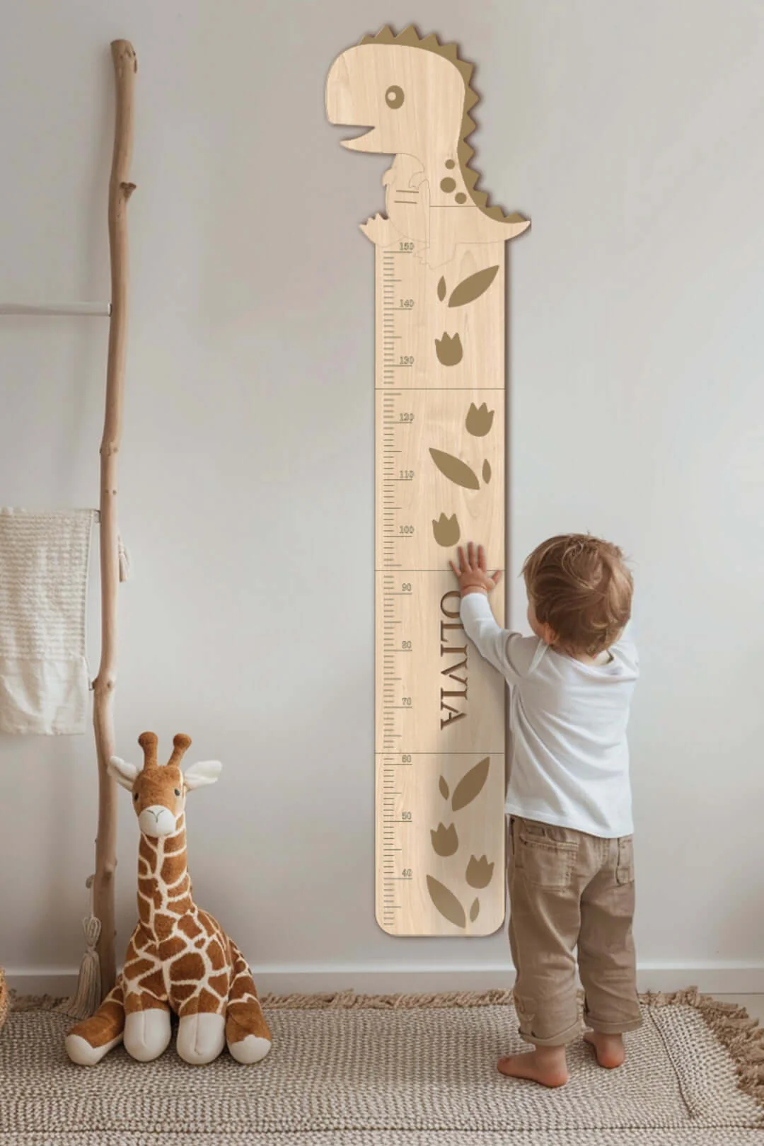 Personalized Wooden Cute Dinosaur Growth Chart - Image 5