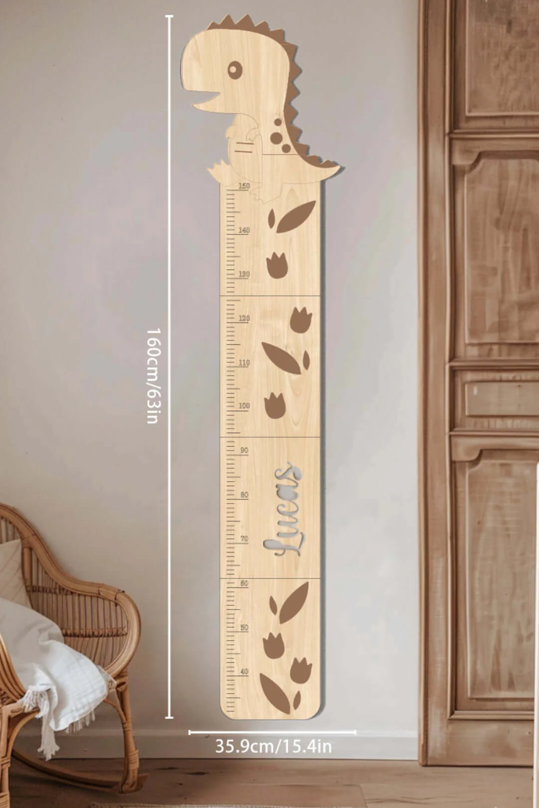 Personalized Wooden Cute Dinosaur Growth Chart - Image 7