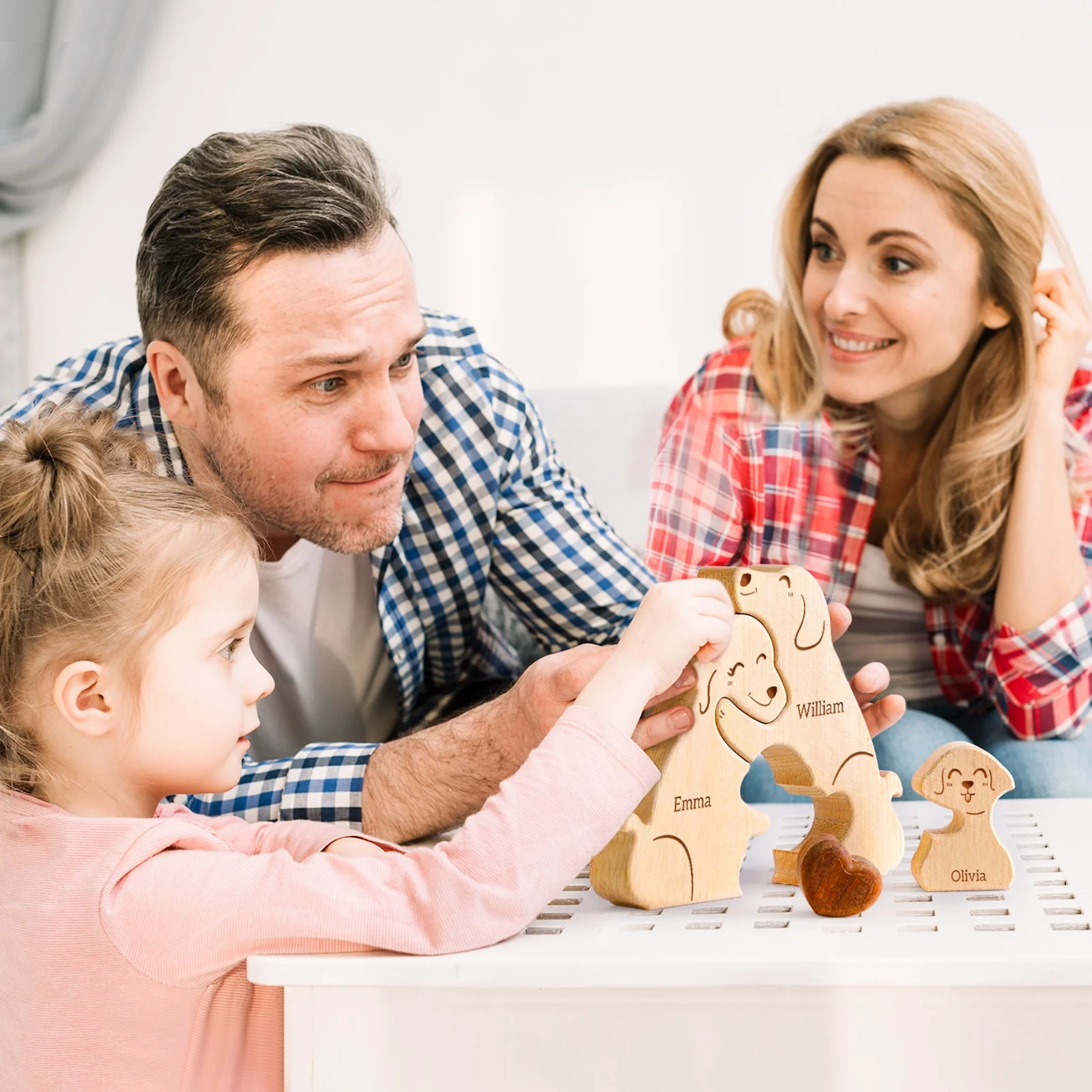 Personalized Wooden Cute Dog Family Puzzle Decor - Image 5
