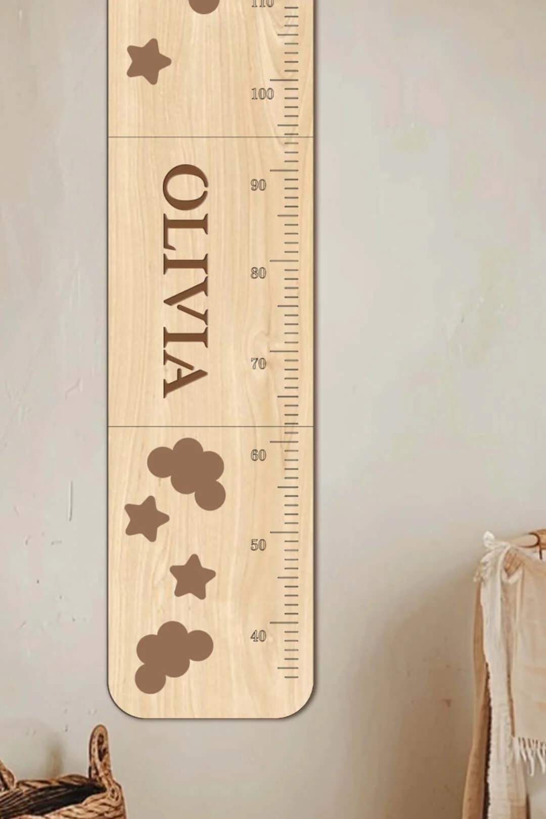 Personalized Wooden Cute Giraffe Growth Chart - Image 3