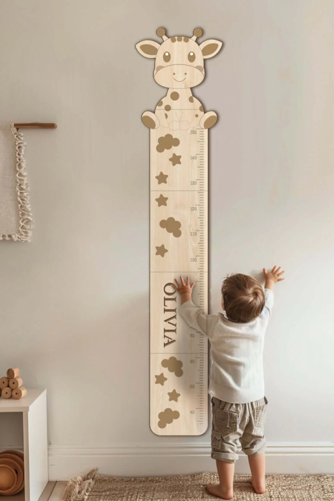 Personalized Wooden Cute Giraffe Growth Chart - Image 4
