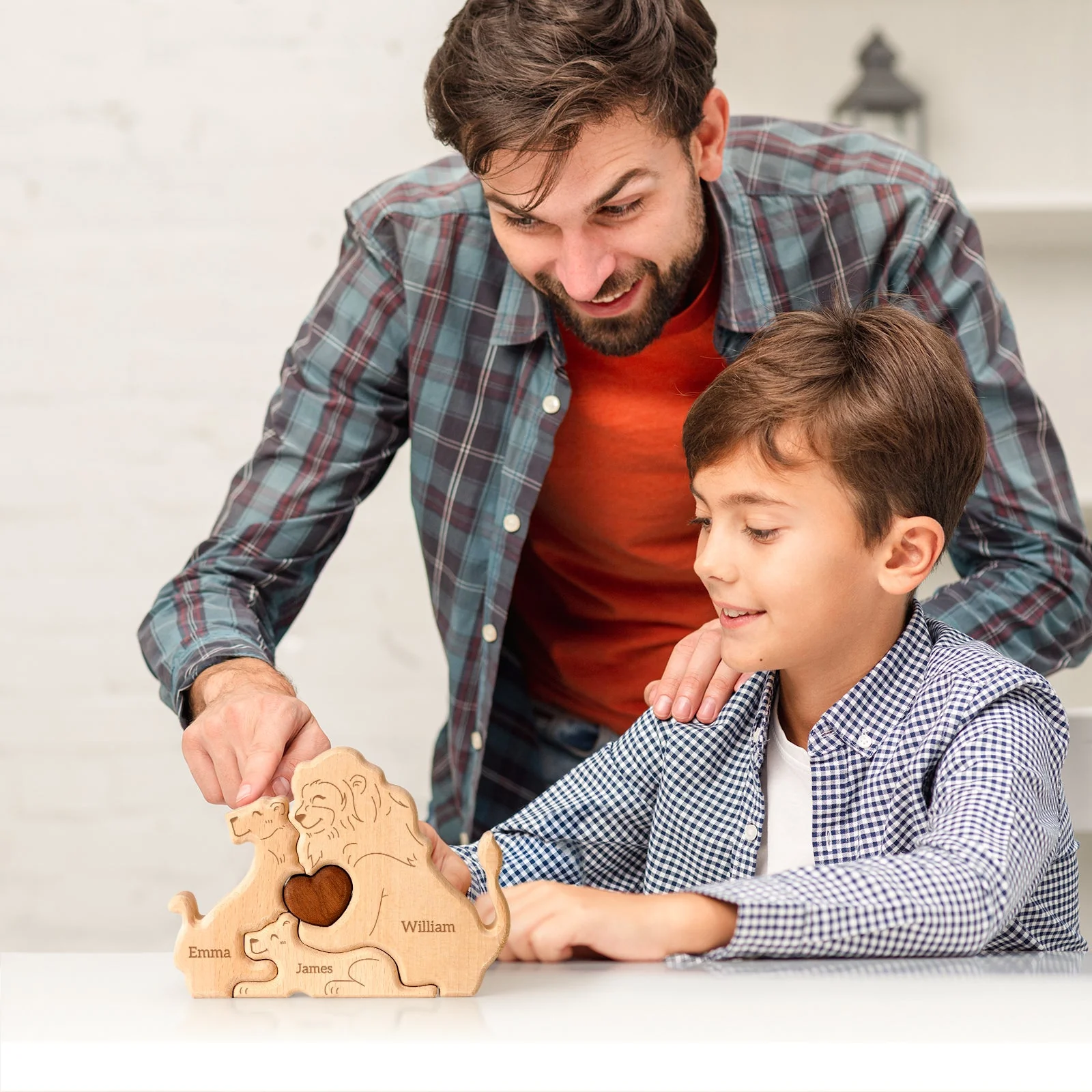 Personalized Wooden Cute Lion Family Puzzle Decor - Image 5
