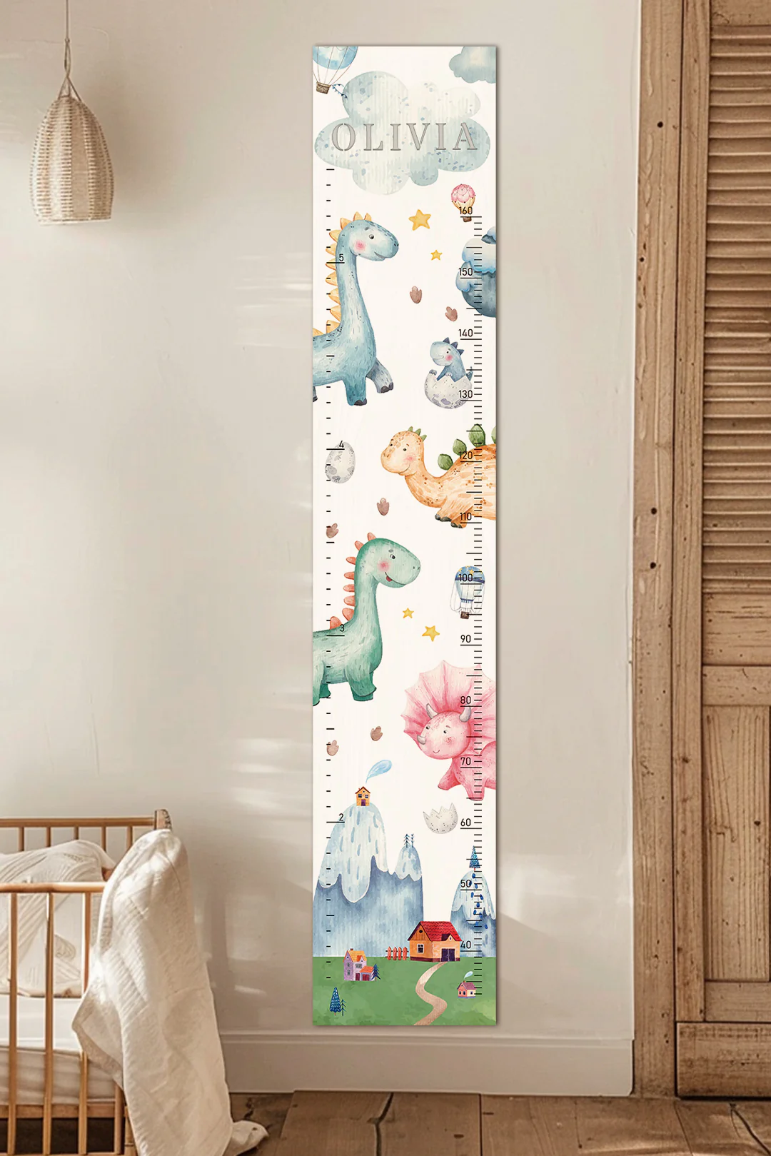 Personalized Wooden Dinosaur Growth Chart Height Ruler - Image 2