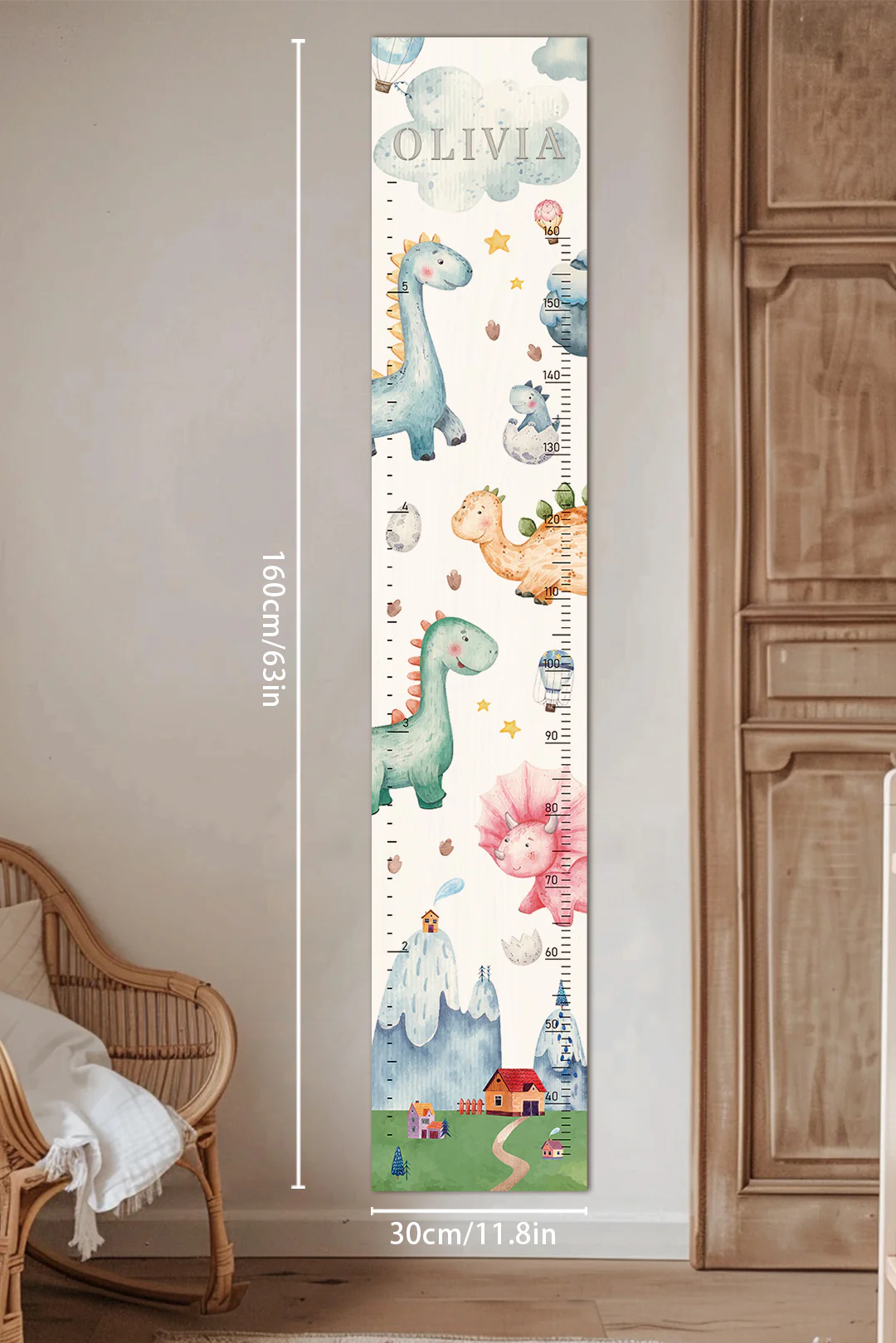 Personalized Wooden Dinosaur Growth Chart Height Ruler - Image 3