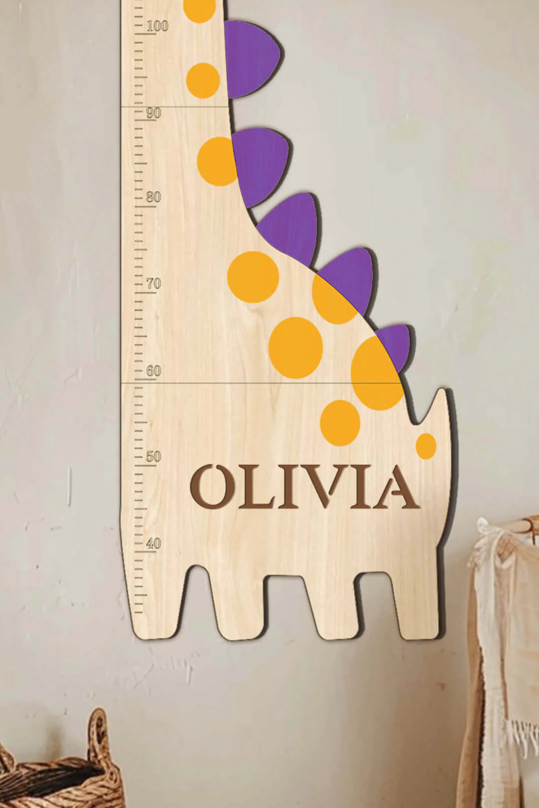 Personalized Wooden Dinosaur Growth Chart Height Ruler - Image 4