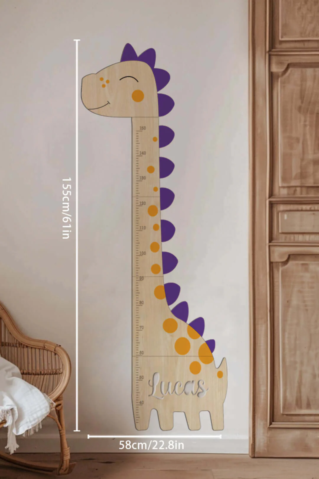 Personalized Wooden Dinosaur Growth Chart Height Ruler - Image 6