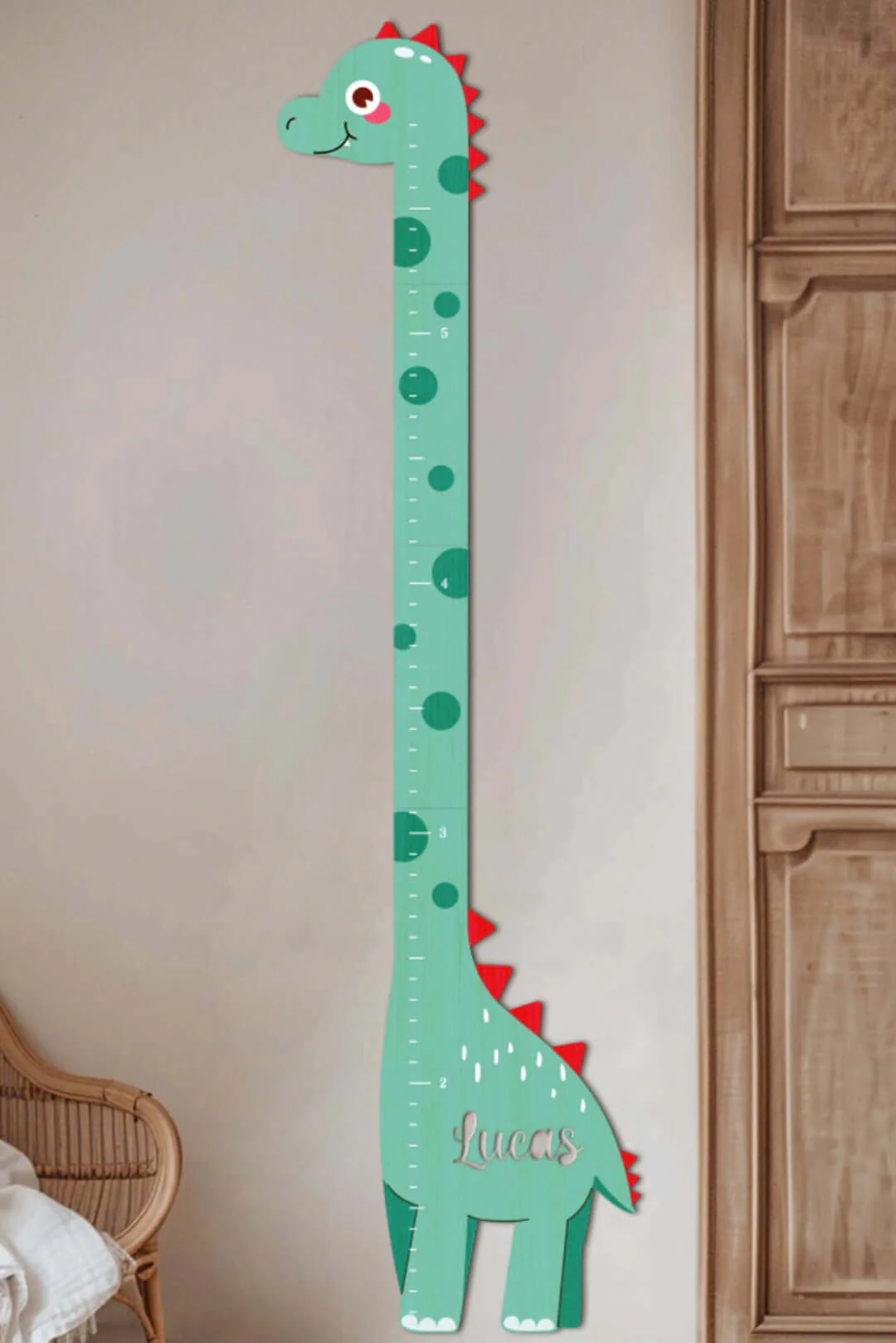 Personalized Wooden Dinosaur Growth Chart Ruler - Image 2