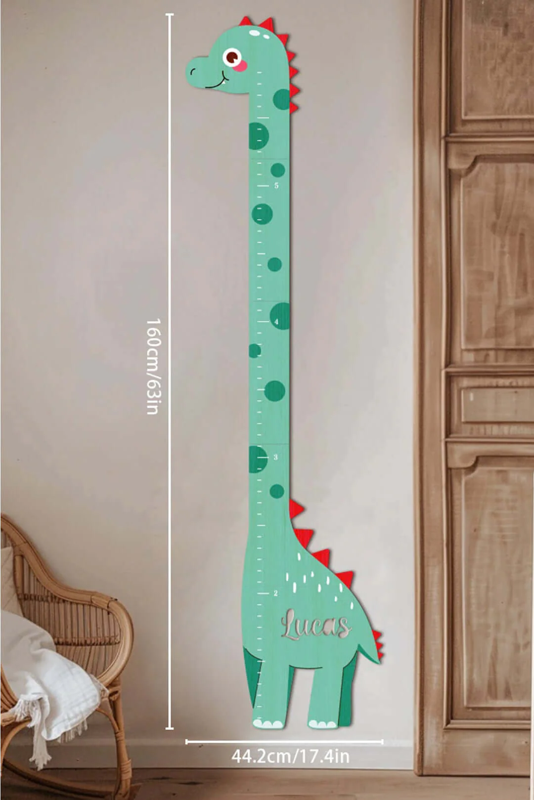 Personalized Wooden Dinosaur Growth Chart Ruler - Image 6
