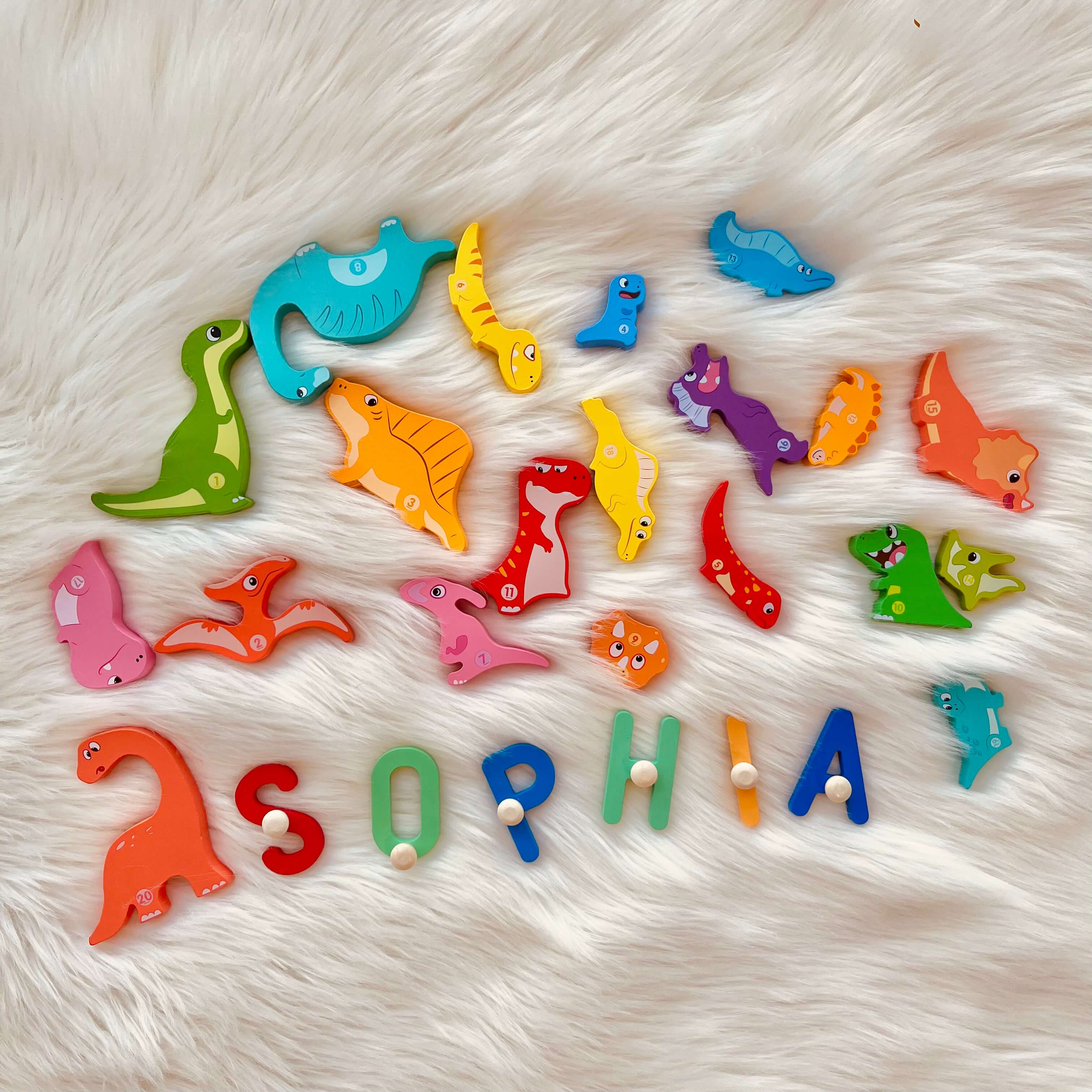 Personalized Wooden Dinosaur Stacking Puzzle - Image 3
