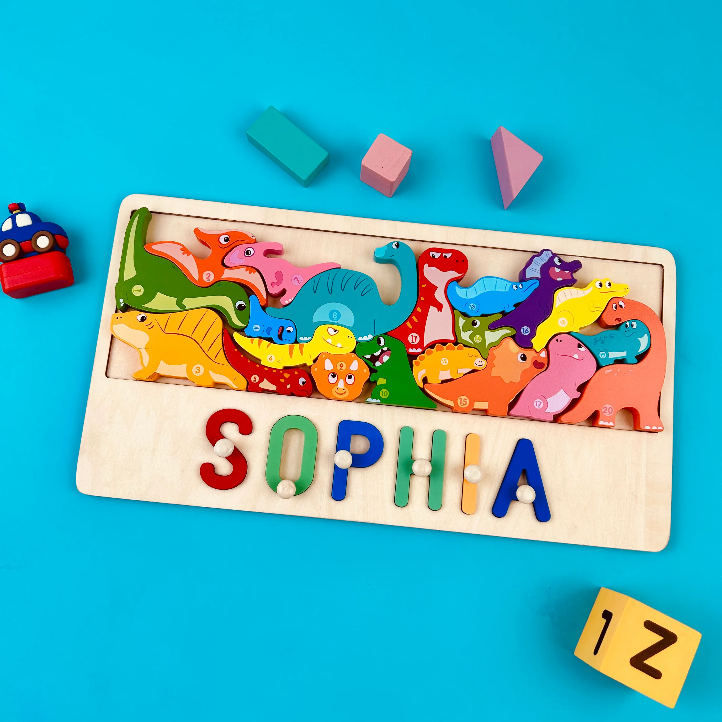Personalized Wooden Dinosaur Stacking Puzzle - Image 4