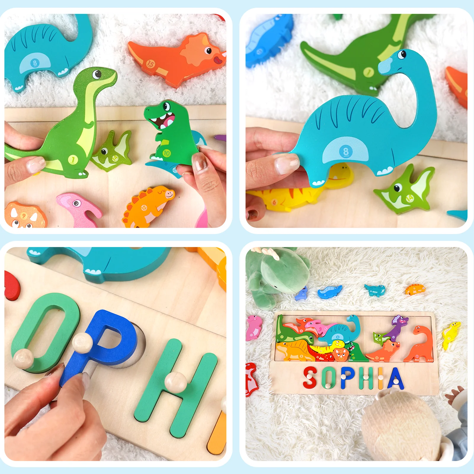 Personalized Wooden Dinosaur Stacking Puzzle - Image 5