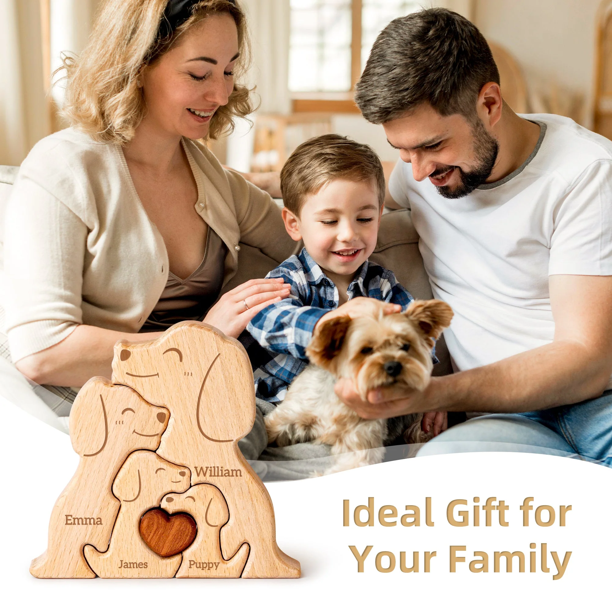 Personalized Wooden Dogs Family Puzzle Decor - Image 3