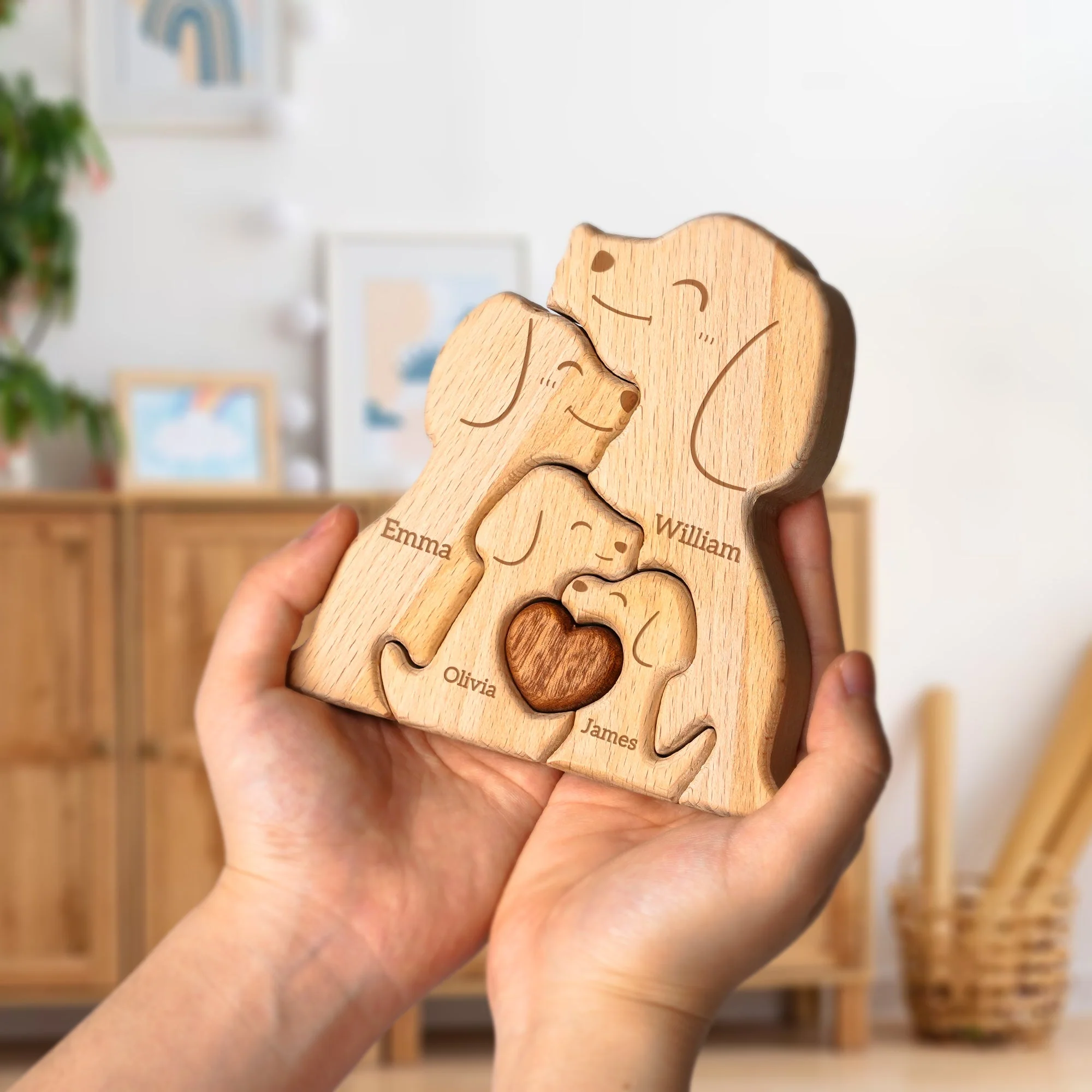 Personalized Wooden Dogs Family Puzzle Decor - Image 4