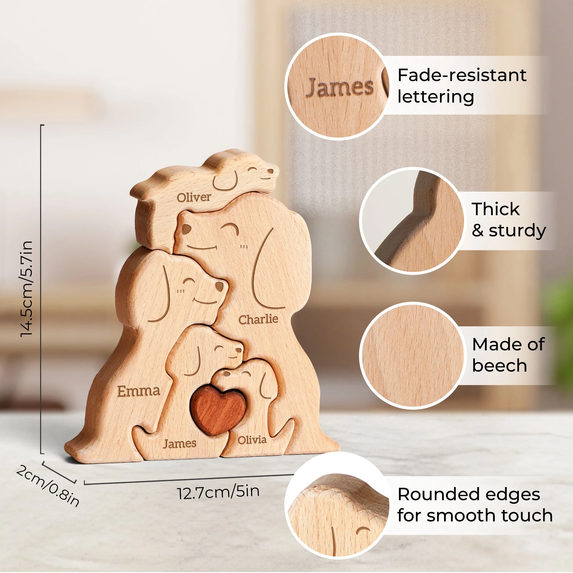 Personalized Wooden Dogs Family Puzzle Decor - Image 6