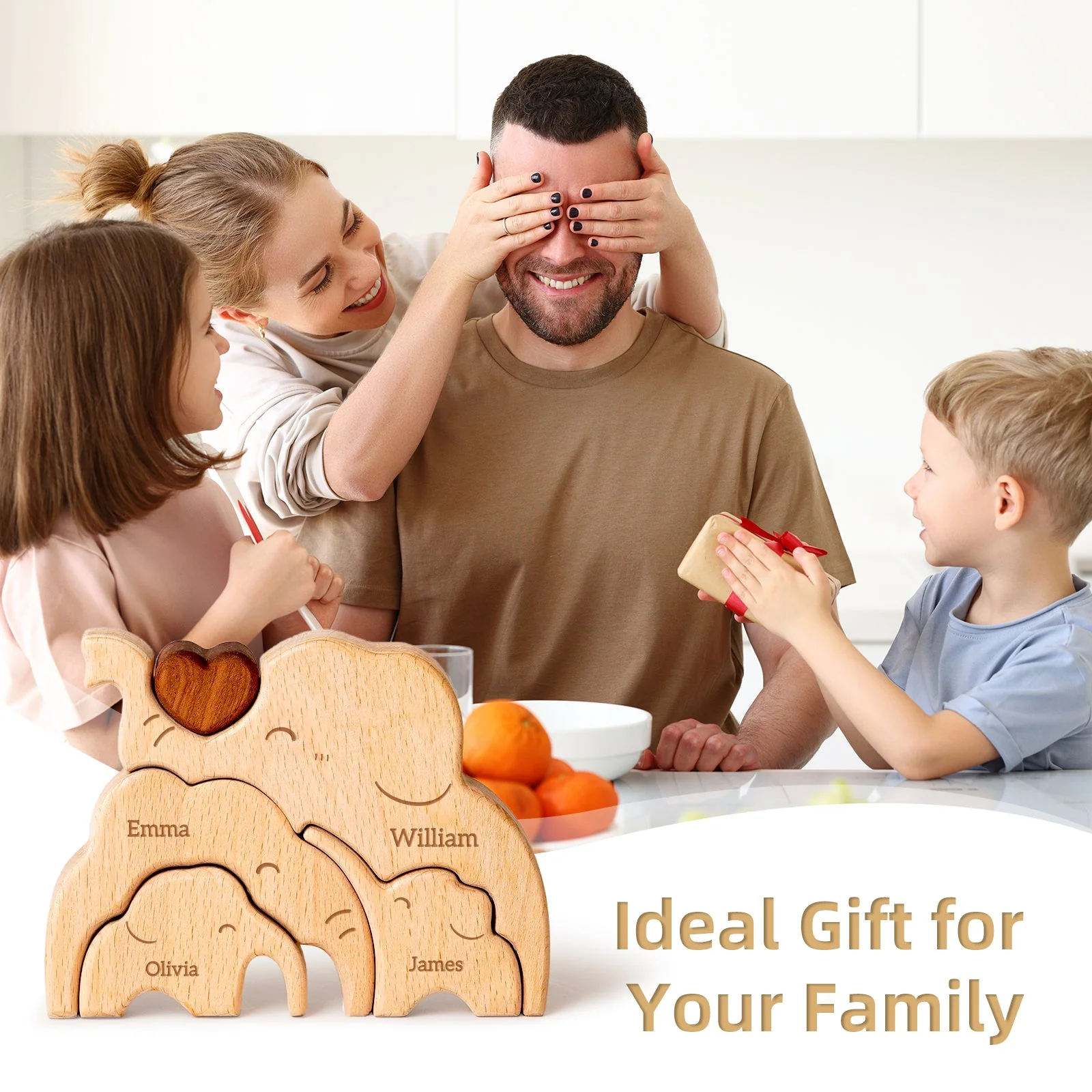 Personalized Wooden Elephant Family Puzzle Decor - Image 5