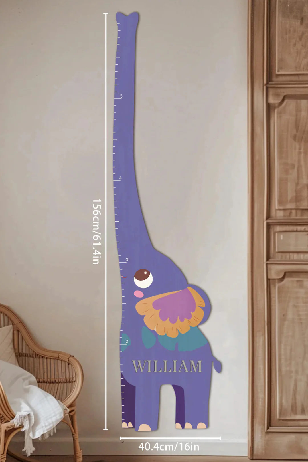 Personalized Wooden Elephant Growth Chart Ruler - Image 6