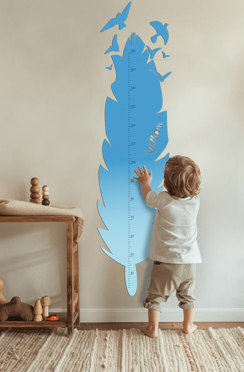 Personalized Wooden Feather Growth Chart Height Ruler - Image 4