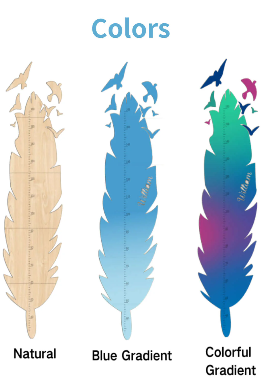 Personalized Wooden Feather Growth Chart Height Ruler - Image 5