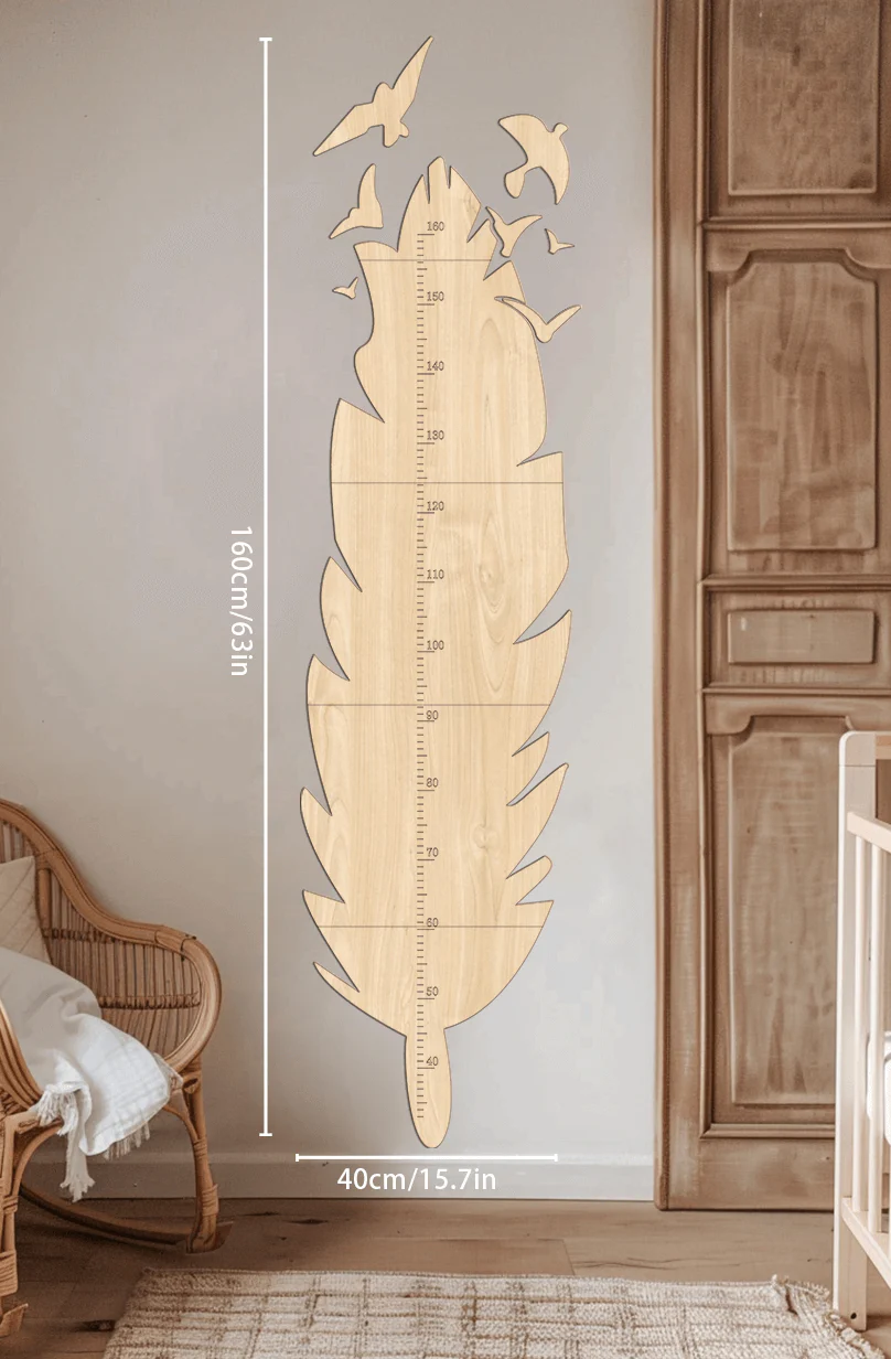 Personalized Wooden Feather Growth Chart Height Ruler - Image 8
