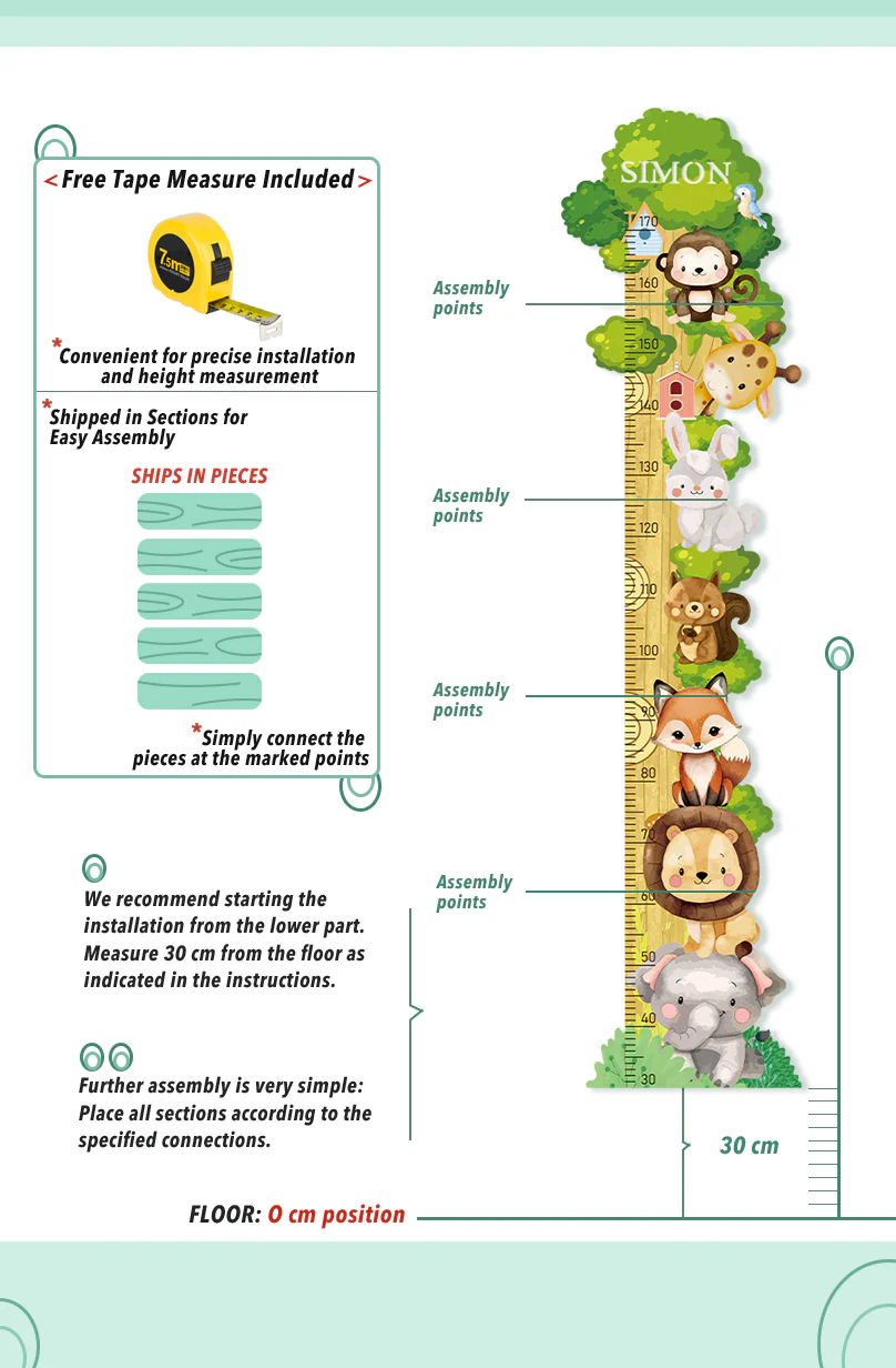 Personalized Wooden Forest Friends Growth Chart - Image 6