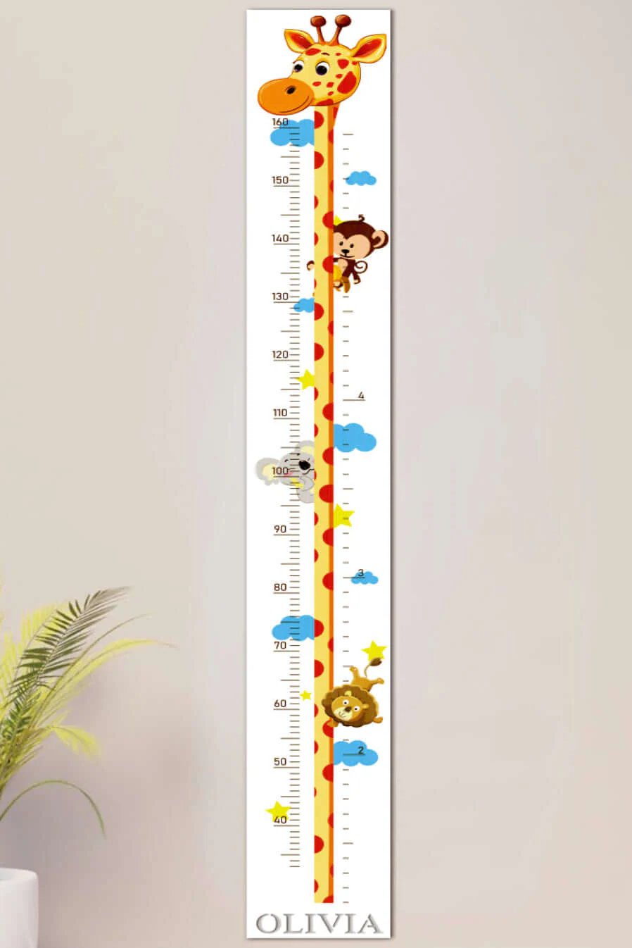 Personalized Wooden Giraffe Growth Chart Height Ruler - Image 2