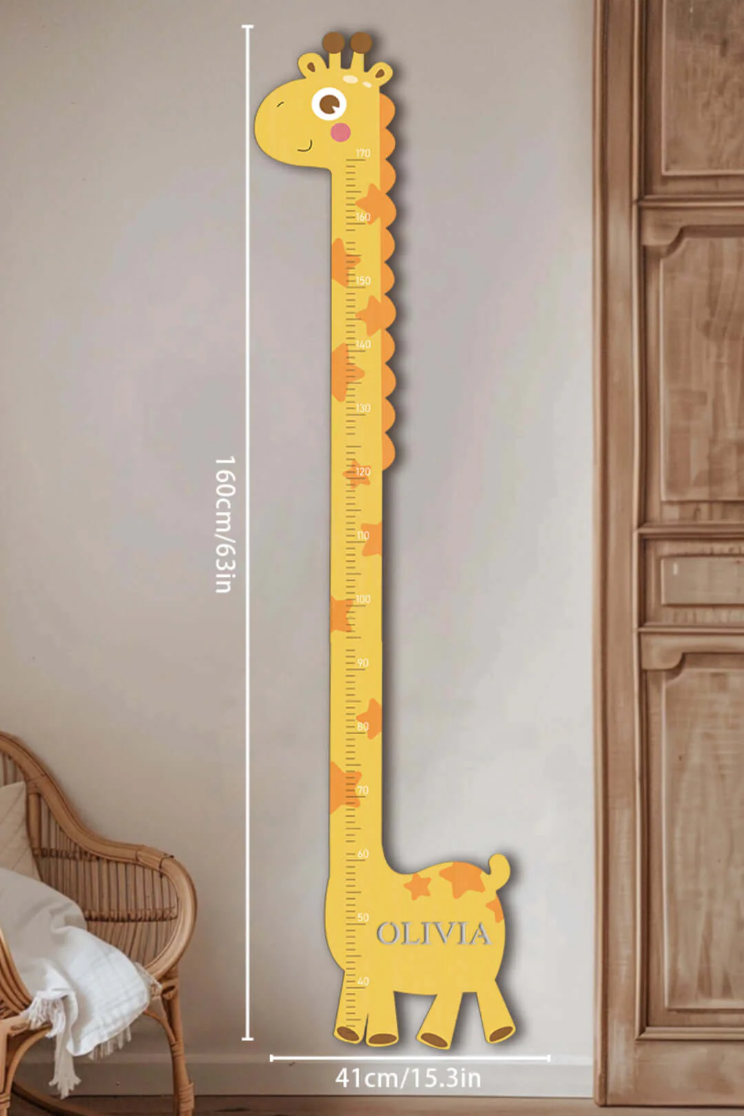 Personalized Wooden Giraffe Growth Chart Ruler - Image 5