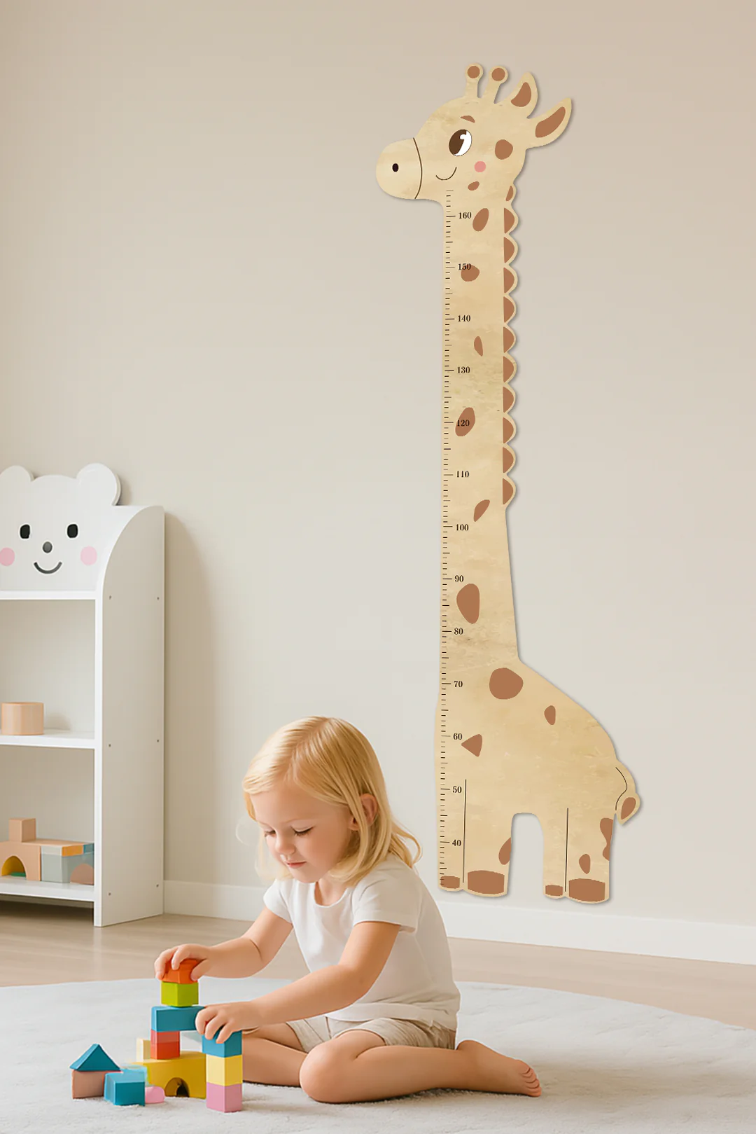 Personalized Wooden Giraffe Height Growth Chart for Kids - Image 3