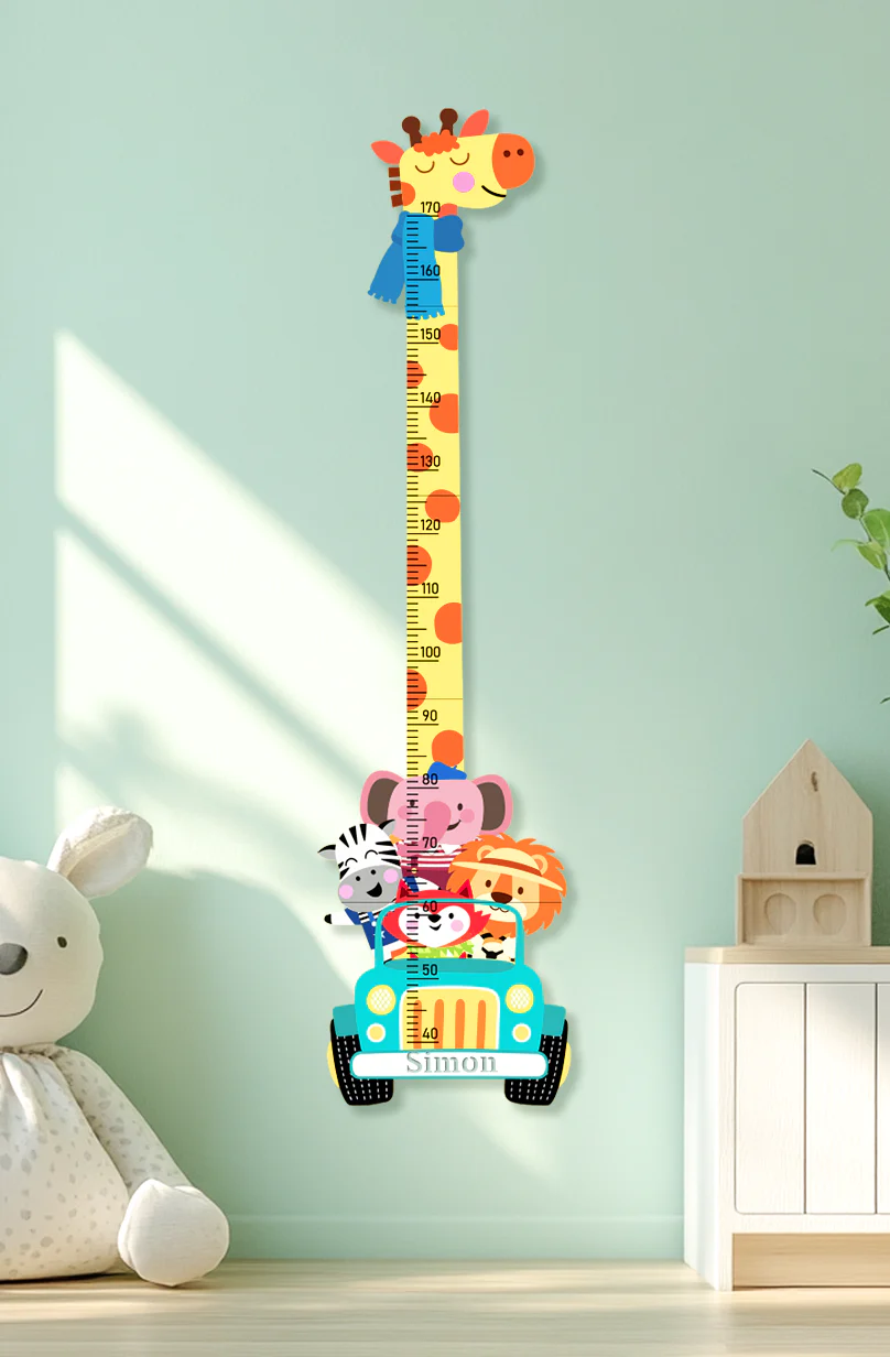 Personalized Wooden Giraffe Safari Growth Chart for Kids - Image 3