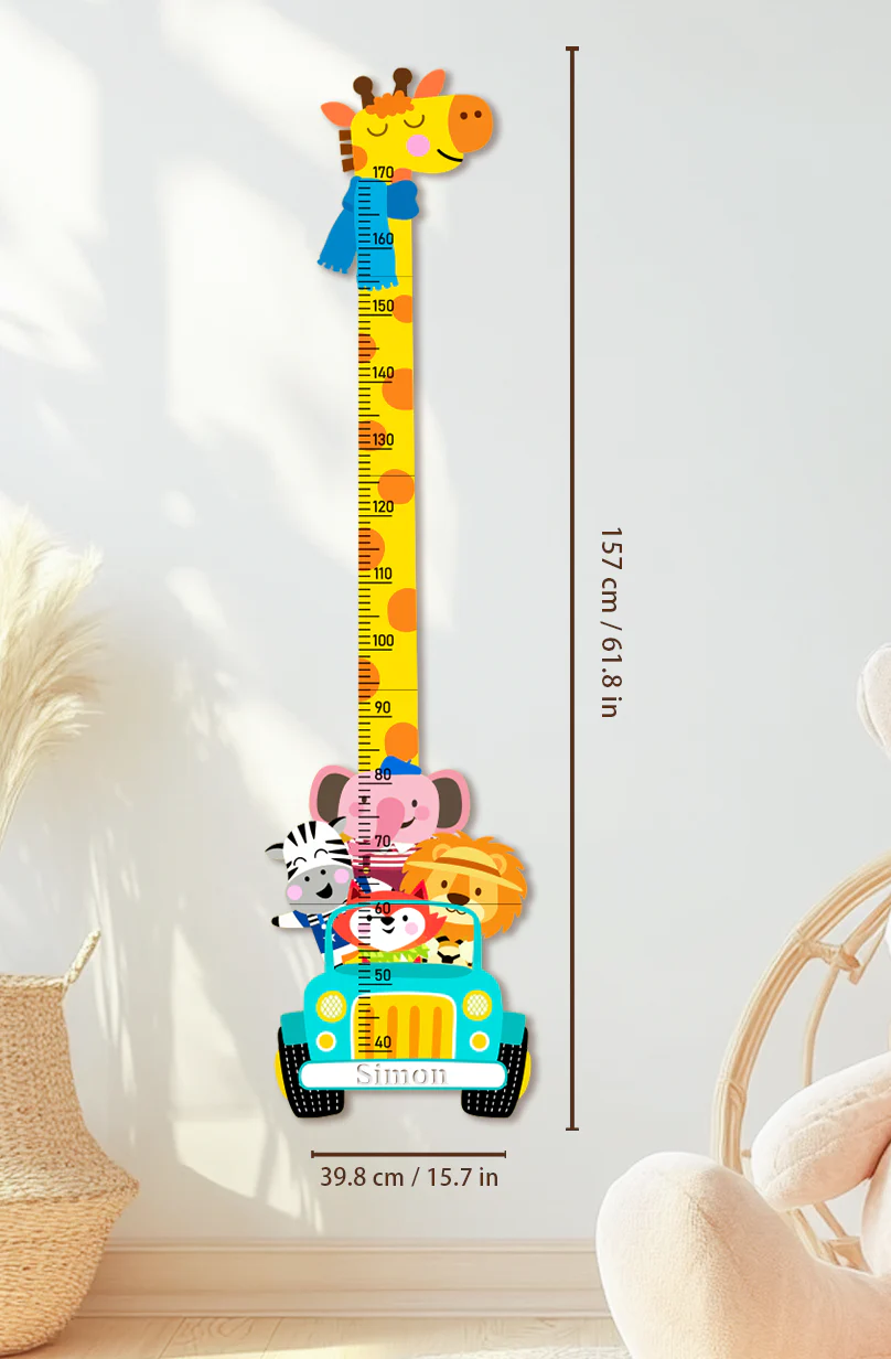 Personalized Wooden Giraffe Safari Growth Chart for Kids - Image 5