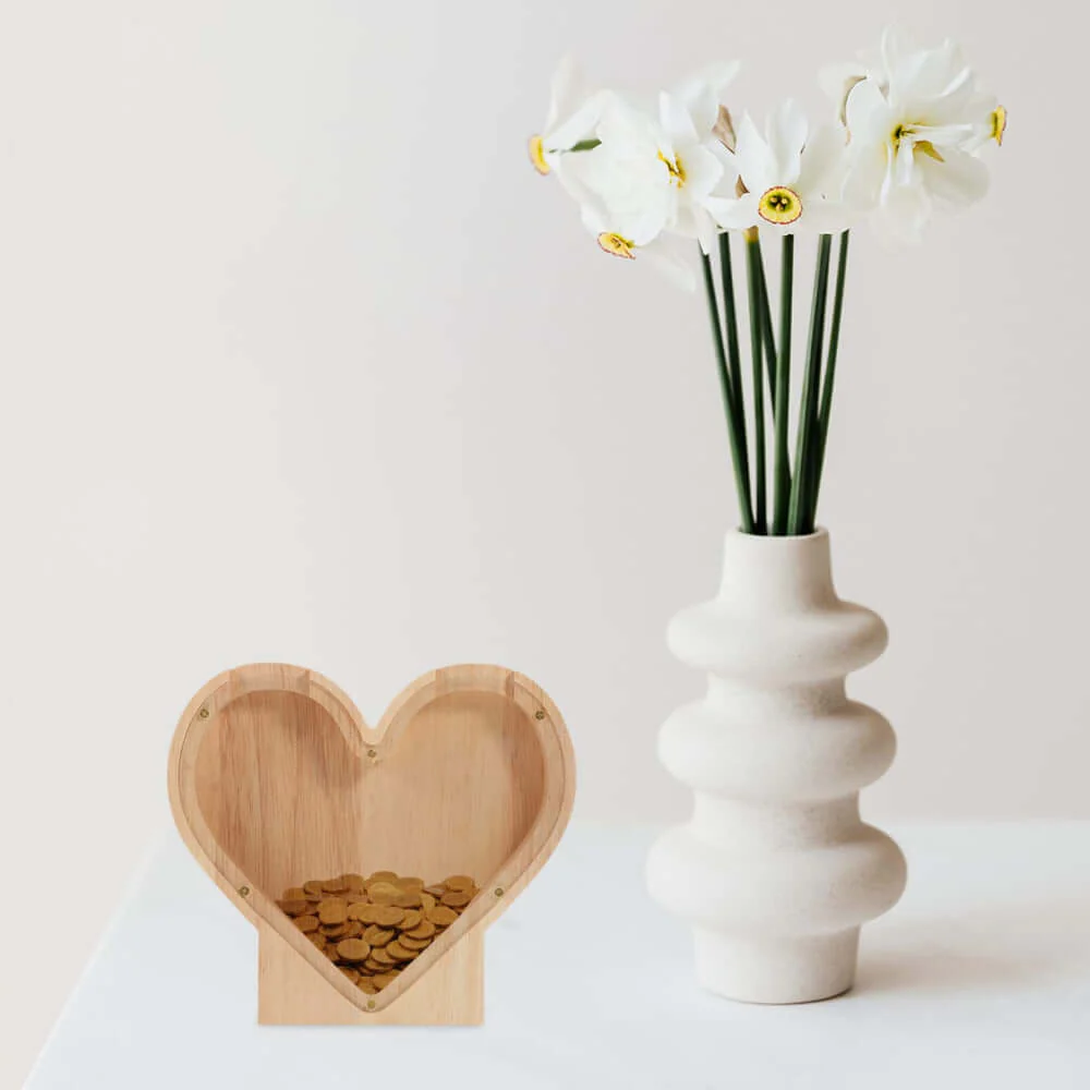 Personalized Wooden Heart Shaped Piggy Bank - Image 2